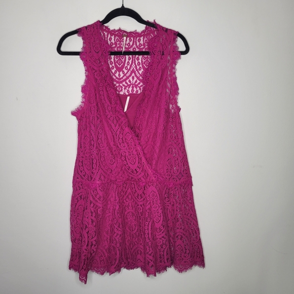 Free People Dresses & Skirts - Free People Size S Heart In Two Orchid Fuisha Crochet Lace Mini Dress MRP $108